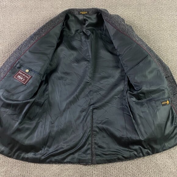 Vintage Evan Picone Herringbone Tweed Blazer Sport Coat Men's 42R Fits 40S Gray - Picture 6 of 16